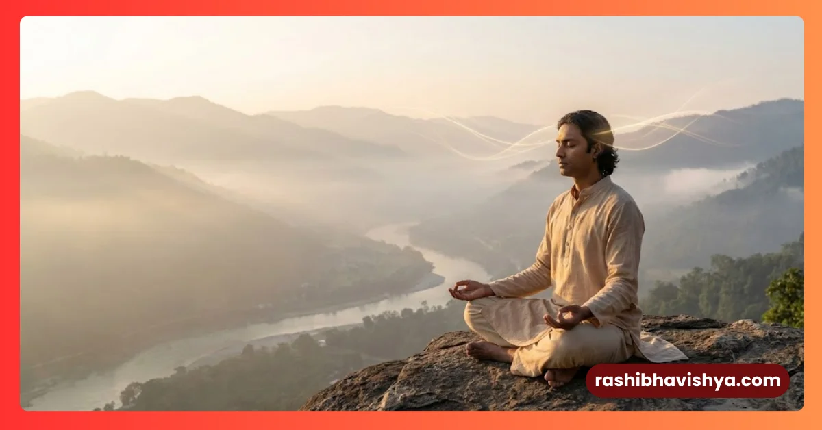 A person chanting the Gayatri Mantra and its scientific power