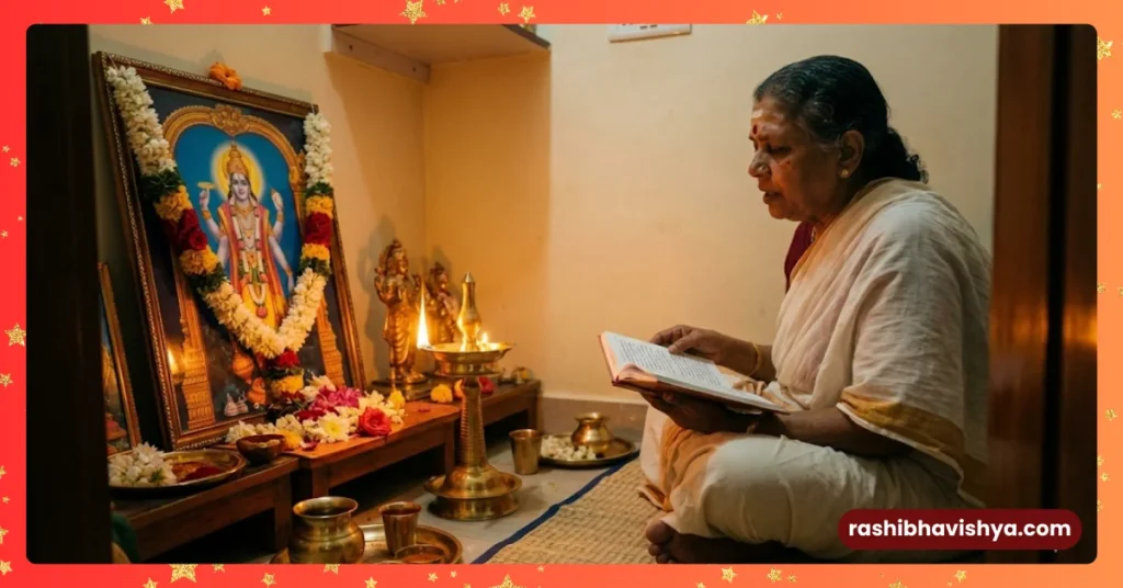ಶತ್ರು ಬಾಧೆ ನಿವಾರಣೆಗೆ ಸುದರ್ಶನ ಅಷ್ಟಕಂ ಪಠಣೆ ಮಾಡುತ್ತಿರುವುದು.